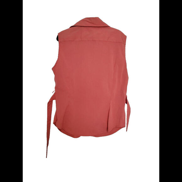 Cotton Works Coral Pink Stretch Tank Top Collar Tie XL Elastic Waist - Picture 2 of 5